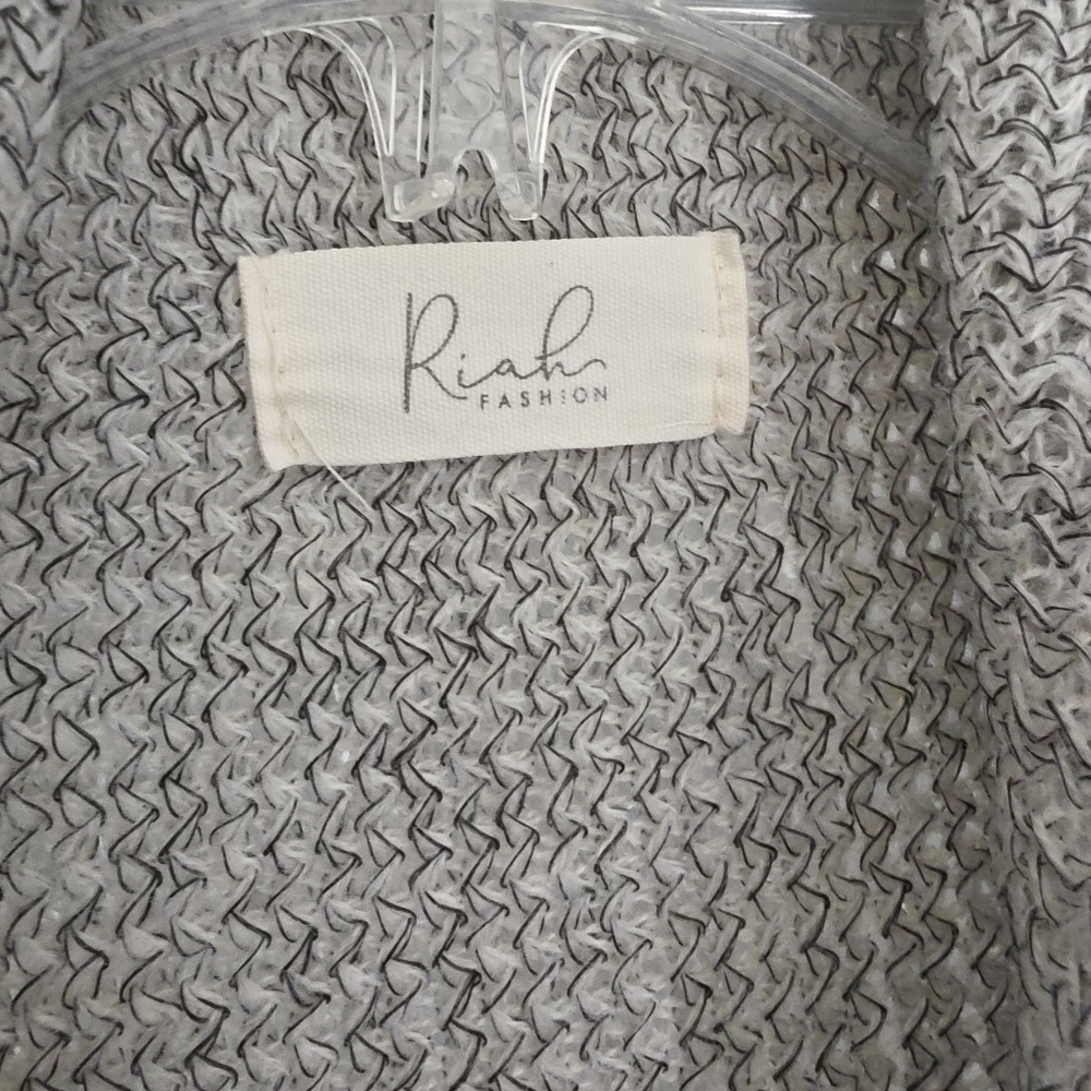 Gray and Cream Fringe Poncho - Picture 2 of 5